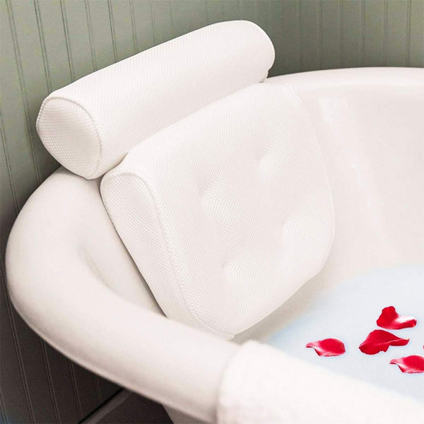 3D Mesh Bathtub Pillow with Neck and Back Support - Quick-Dry Vinyl Bath Mat, 6 Suction Cups and Hooks, Machine Washable Spa Accessory, Suitable for Bathtub, Hot Tub - Bathing Aid, Hot Spring Bath, Shower Decor, Bath Pillow, Bathtub Bathroom