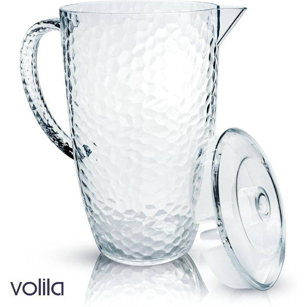 Clear Plastic Jugs 2 Litre - Plastic Jug with Lid and Vented Spout, Large Pitcher Jug for Picnics, BBQ, Cocktails, Indoor/Outdoor use, Water Jug