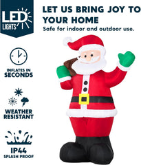 Joiedomi 6 FT Christmas Inflatable Santa with Gift Bag, Blow up Xmas Inflatable Decorations with Build in Leds for Christmas Decor, Yard Indoor Outdoor Garden Lawn Winter Decorations