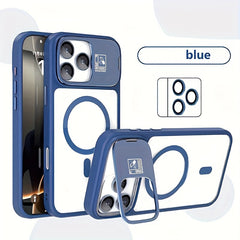 Phone Case: Magnetic Foldable Invisible Bracket Phone Case with Lens Protection Film for iPhone 17 16 15 14 13 12 11 Pro Max 17Air Wireless Charging Cover Fall Resistant Protective Case