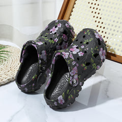 Women'S Floral Print Thick Sole Clogs, Dual-Use Adjustable Strap EVA Garden Shoes, Non-Slip Thick Sole, Summer Beach Wear, Women Shoes