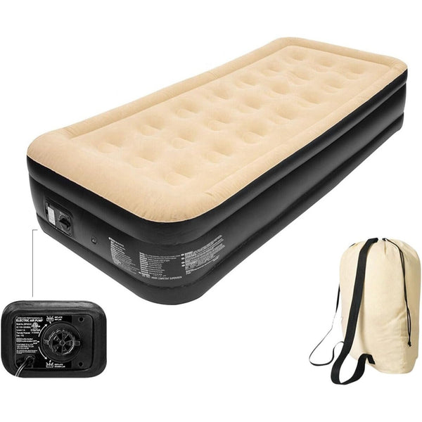 Trendi DELUXE INFLATABLE HIGH RAISED SINGLE AND DOUBLE AIR BED MATTRESS AIRBED W BUILT IN ELECTRIC PUMP