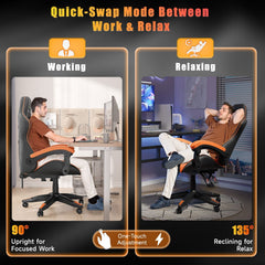 GartistGo Ergonomic Gaming Chair - Gamer Chairs with Lumbar Cushion + Headrest, Height-Adjustable Office & Computer Chair for Adults, Girls, Boys (Without footrest)