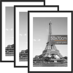 3 Pack A4 Picture Frame, A4 Black Picture Frames 21 X 29,7 Cm, Frame Wall Hanging Landscape or Portrait Orientation