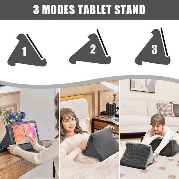COSTWAY Wedge Pillow Set, Bed Wedge Pillow with Tablet Pillow Stand, High Resilience Foam, Side Pockets, Smooth Zipper, Soft Wedge Pillow for Neck, Shoulder, and Back Pain Relief Bedroom Furniture Bedroom Accessories Furniture for Home From LOCAL WAREHOUS
