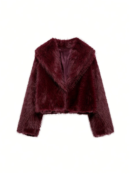 Faux Winter Warm Fashion Plush Top Short Coat for Women