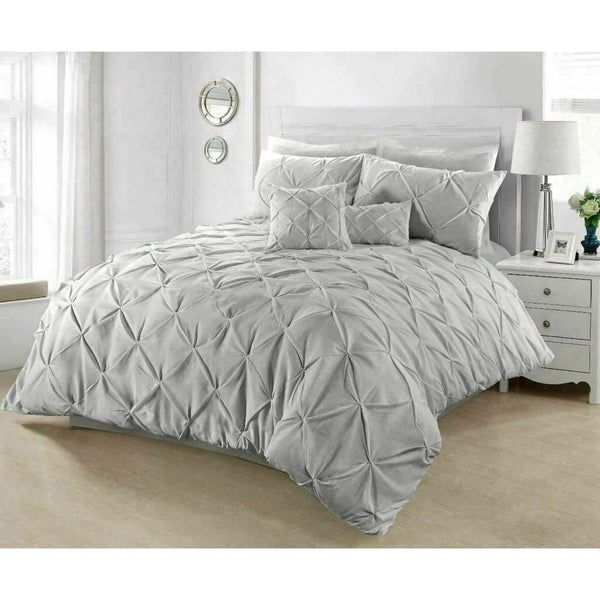 PINTUCK PLEATED ALFORD EGYPTION COTTON MIX DUVET COVER WITH PILLOW CASEA ALL SIZES SINGLE DOUBLE KING SUPER KING