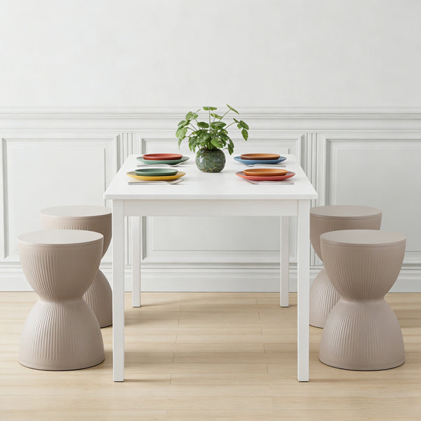4pcs Modern Hourglass-Shaped Dining Chairs | Creative Plastic Round Stools, Space-Saving Design, Coffee Color, Ergonomic, for Living Room and Bedroom