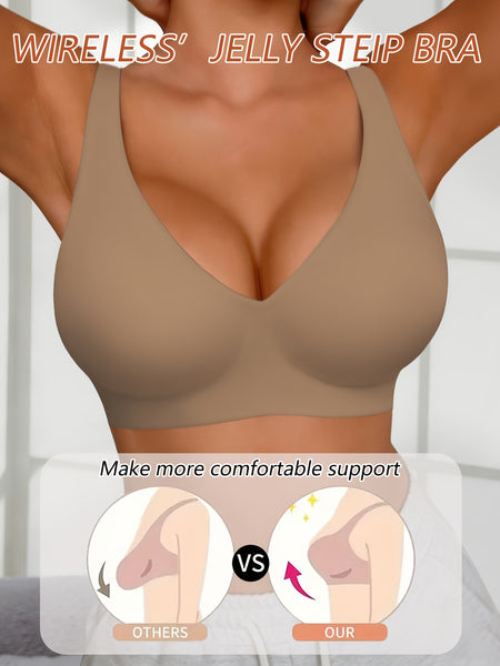 Full-Coverage Push-Up Bra - High Wire-Free Lift, Non-Detachable Padding, Soft T-Shirt Compatible Strap, Casual And Formal Elegant Lingerie, Hand Washable (No Underwire, One-Piece Design)