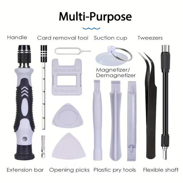 114-in-1 Premium Screwdriver Tool Set, Magnetic Bit Design & High Hardness Construction, Multi-functional Repair Kit with Specialty Special-Shaped Screw Bits