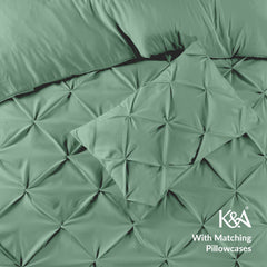 K&A® Pintuck Pinch Pleat Duvet Cover Set with Zipper Closure including Pillowcase – Ultrasoft Brushed Microfiber – Easy Care & Machine Washable