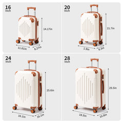 4/5pcs Hard Shell Luggage Set, Expandable & Lightweight Hardside Suitcase With 360° Spinner Wheels (12, 16, 20, 24, 28 Inch) - Stylish White Paired With Brown Luggage