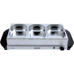 Electric Buffet Server Section Removeable Tray - Stainless Steel, Adjustable Temperature Control, Generous Capacity, Multifunctional Buffet (Silver 3 Section)