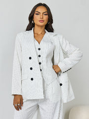 Women's Commuter Notch Lapel V-Neck Button Tailored Blazer Jacket, Minimalist Outerwear