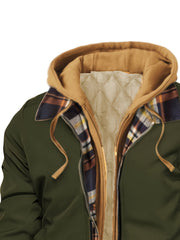 Pearson OBM Men'S Winter New Korean-Style Hooded Jacket, a Casual And Trendy Outerwear, Solid Color, Formal Style, with Zipper Details