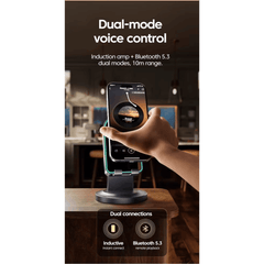 Wireless Induction Speaker Dock with Bluetooth Connection, Vertical Phone Holder, Ambient Lighting, Portable Design