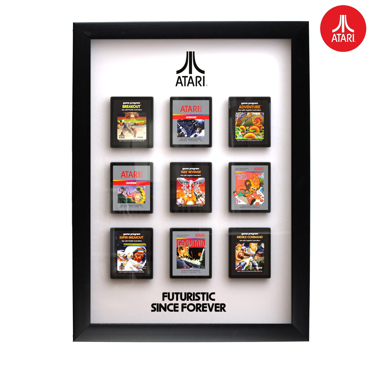 Official Atari Cartridge Wall Art Retro Gaming 3D Wall Decor Classic Arcade Cartridge Display Collectors Wall Decoration For Gaming Room Office Or Home Gift For Gamers