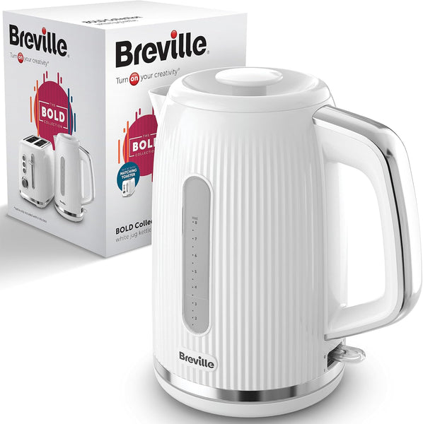 Breville Bold Vanilla Cream Electric Kettle | 1.7L | 3Kw Fast Boil | Cream & Silver Chrome [VKT223]