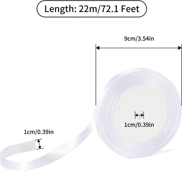 G2PLUS White Stain Ribbons - 22M Thick Fabric Gift Wrap Ribbons for Crafting, Wedding & Valentine'S Day Decoration