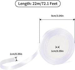 G2PLUS White Stain Ribbons - 22M Thick Fabric Gift Wrap Ribbons for Crafting, Wedding & Valentine'S Day Decoration