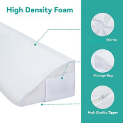 Full/Queen Size Bed Wedge Mattress Gap Filler Headboard Pillow to Fill the Gap Between Headboard and Mattress Supportive Foam Wedge with Washable Cover and Side Pocket