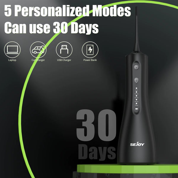 SEJOY Dental Oral Irrigator USB Rechargeable Teeth Cleaner Portable Dental Water Flosser 5 Modes IPX7 Mouth Washing Machine