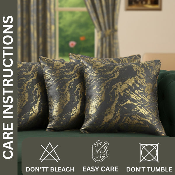 Set of 4 Marble Style Cushions Filled, Soft Decorative Pillows for Sofa, Couch, Bed & Living Room, Modern Gold Marble Pattern Accent for Home Décor