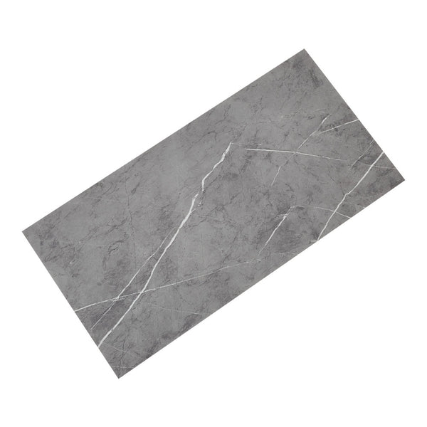 Marble Tile Stickers, Peel and Stick Marble Stick on Tiles 60 x 30cm, 10PCS PVC Self Adhesive Wall Backsplash Tiles for Kitchen Bathroom (Grey Marble)