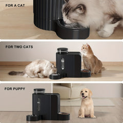 Dog And Cat Food Feeder And Water Dispenser, Two-In-One Set, 3L Large Capacity, Automatic Gravity Feeding, 304 Stainless Steel Bowl, Removable And Washable, for Small/Medium/Large Dogs And Cats, Black, Without Battery