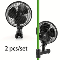2pcs Plant Tent Clip-On Fan, Featuring a Newly Designed Long-Life EC Motor, Dual-Speed Adjustable Fan, 90° Rotation, 22Cm Diameter, Ideal for Hydroponic Systems And Circulation Cooling in Grow Rooms