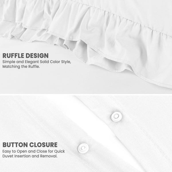 3-Piece Ruffle Frilled Duvet Cover Set – Soft, Comfortable Bedding with Pillowcases, Button Closure, Elegant Layered Design
