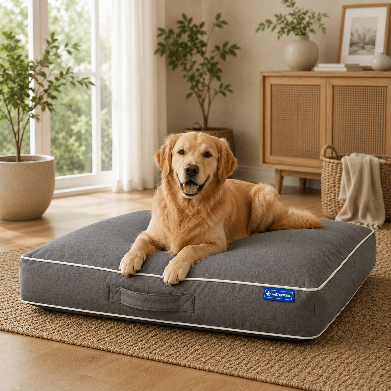 4B Waterproof PetRest Dog Bed Soft Washable Pet Cushion for Small Medium and Large Dogs Indoor Use