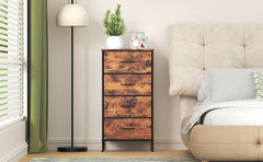 Modern 4-Drawer Dresser Storage Cabinet with Metal Frame & MDF Wood - Grey Spacious Dresser with Anti-Tip Safety & Adjustable Feet, Assembly, Standalone Furniture Unit Suitable for Bedroom or Living Room (17.7” X 11.8” X 35.8”)
