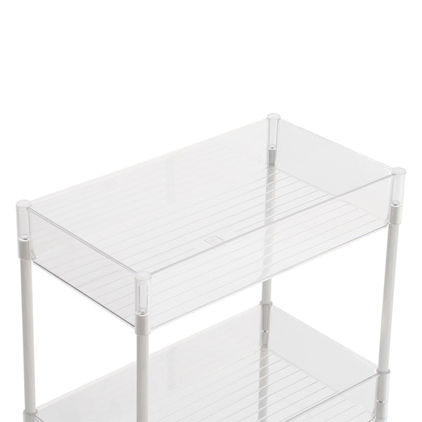 2/3/4-Tier Transparent Storage Cart - Multi-Functional Rolling Organizer with Wheels | for Bathroom, Kitchen, Laundry Room | Snack & Toiletries Holder (Easy Assembly)