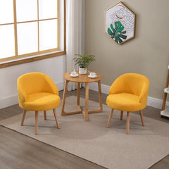 Set of 2 Small Accent Tub Chairs Occasional Lounge Sofa for Living Room Bedroom, Upholstered Fabric with Solid Wood Legs