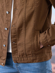 Spring and Autumn Hot Men's Denim Jacket for Teens, High-End Long Sleeve Turn- Collar Casual Coat