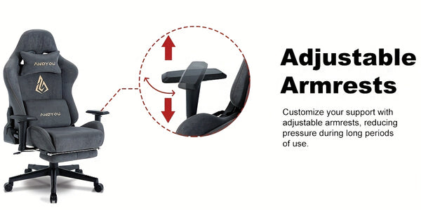 ANDYOU Gaming Chair, Comfortable Office Chair, Premium Fabric Soft As Faux Fur. Ergonomic PC Chair, Adjustable Swivel Work Chairs with Footrest