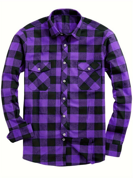 Men's 3pcs Fashion Casual Flannel Plaid Shirts for All Seasons
