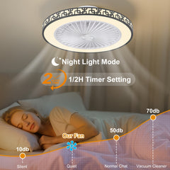 Silent Ceiling Fan with Light And Remote Control 6 Speeds And Wind Reversible Dimmable LED Ceiling Fan Light with Remote Control for Living Room Bedroom Dining Room