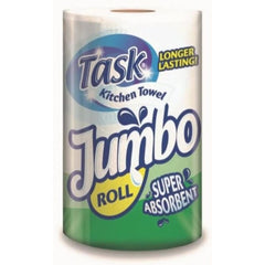 Task Kitchen Towel Super Absorbent Jumbo Rolls – 3X Jumbo Rolls – Ideal for Spills, Cleaning Windows and Messes All Around – All Purpose - Jumbo Size for Extra Use, White