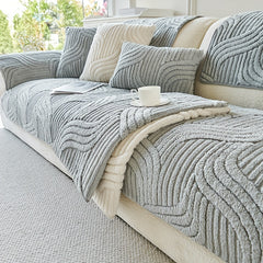 1pc Plush Non-Slip Sofa Cover, Modern Luxury, Pet-Friendly, Breathable, Fashionable Home Decor