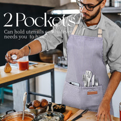 2PC Classic Design Striped Apron, Unisex Simple Criss Cross Apron For Kitchen Home Restaurant Coffee Shop Barbecue, Men's Workwear And Protective Clothing