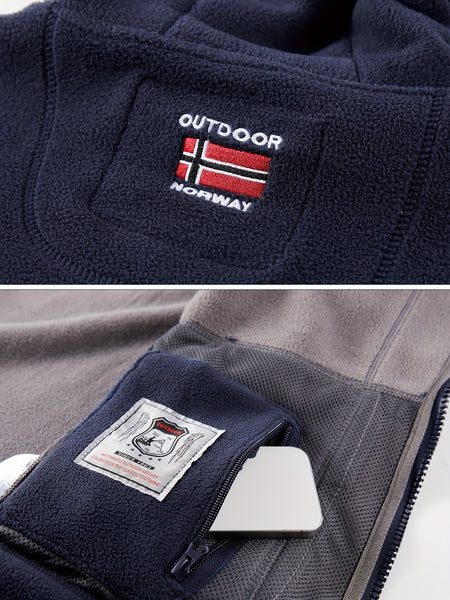 Men's winter fleece warm hooded jacket with thickened multiple pockets, windproof and cold proof jacket