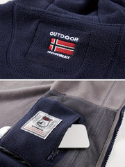 Men's winter fleece warm hooded jacket with thickened multiple pockets, windproof and cold proof jacket