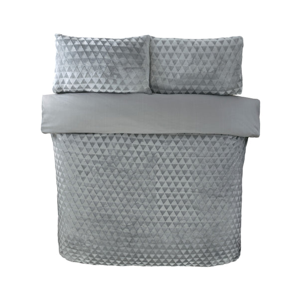 Diamond Drift Teddy Duvet Cover Set | Luxurious Textured Fleece with 3D Diamond Pattern | Ultra-Soft Plush Microfibre in Silver Grey or Navy | Includes Pillowcases – Warm, Cosy & Breathable Bedding – Single, Double, King Sizes | Machine Washable | Fast Di