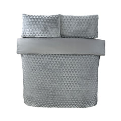 Diamond Drift Teddy Duvet Cover Set | Luxurious Textured Fleece with 3D Diamond Pattern | Ultra-Soft Plush Microfibre in Silver Grey or Navy | Includes Pillowcases – Warm, Cosy & Breathable Bedding – Single, Double, King Sizes | Machine Washable | Fast Di