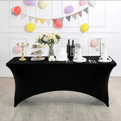 Elastic Spandex Tablecloth Cloth 1 Pack [6.3FT, BLAKE] Tight, Fitted, Washable and Wrinkle Resistant Stretch Rectangular Patio Table Cover for Event, Wedding, Banquet & Parties [190Lx80Wx80H] cm