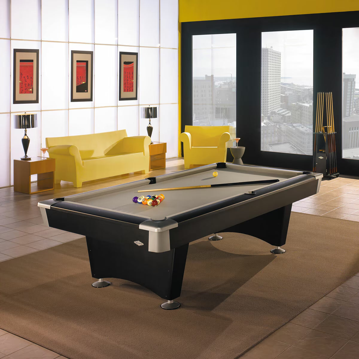 Installed Brunswick Black Wolf Pool Table in 2 Sizes