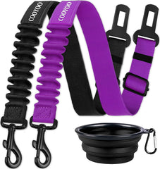 COOYOO Dog Seat Belt,Retractable Dog Car Harness Seat Belt for Car Adjustable Nylon Pet Safety Seat Belts Heavy Duty & Elastic Bungee Buffer
