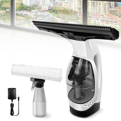 Cordless Window Vacuum Electric Window Squeegee 300ml Spray Bottle 3 in 1 for Spray Wipe Suck up Water, Cordless Vac Cleaner Tool for Windows, Tiles, Glass, Mirror and Countertops
